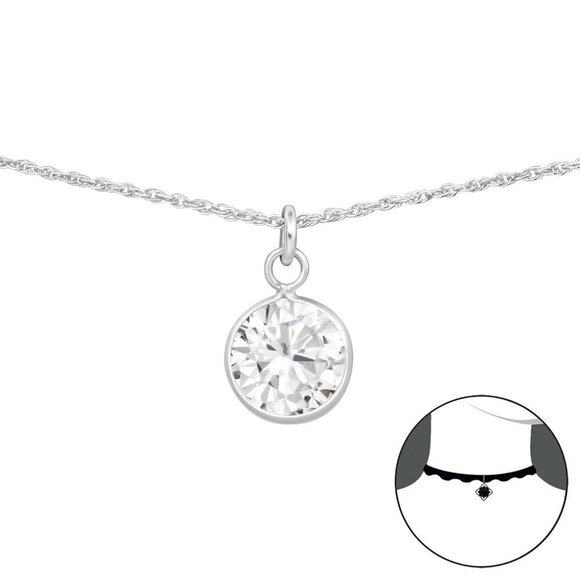 Sterling Silver CZ Choker Necklace - Picture 1 of 6